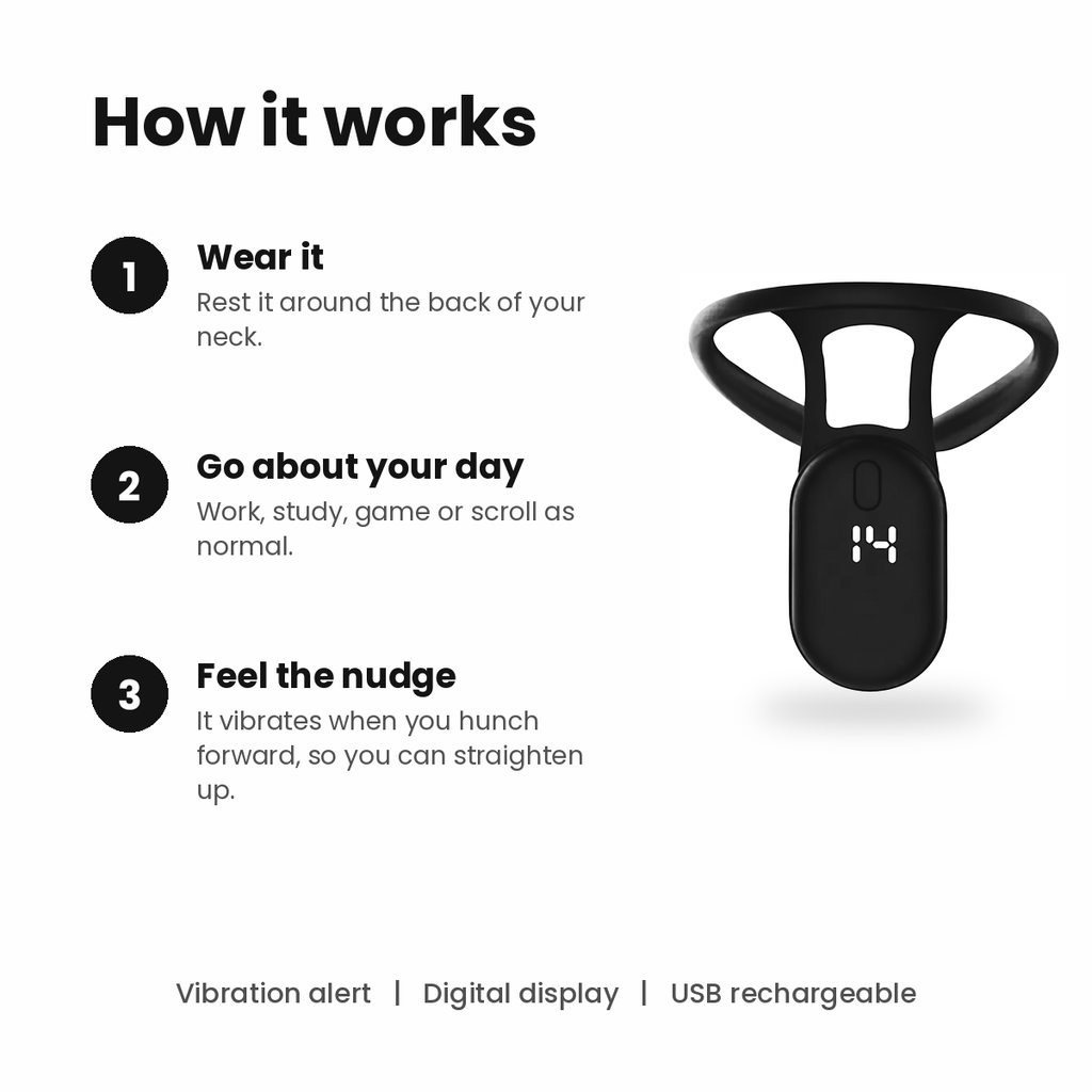 Neck Posture Reminder – Compact Wearable Device for Everyday Use
